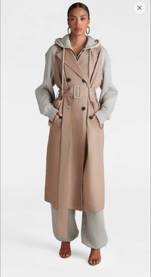 KBB by KAHLANA 'The Sweatshirt Trench Coat' - Khaki/Heather Gray SIZE Small | eBay US