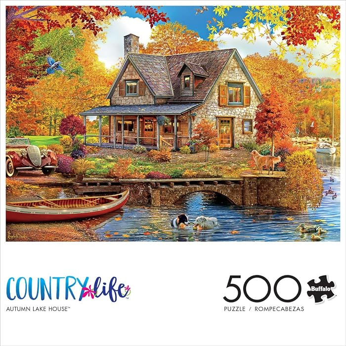 Buffalo Games Autumn Lake House, 500 Piece Adult Jigsaw Puzzle,21.25x15.00 | Amazon (US)