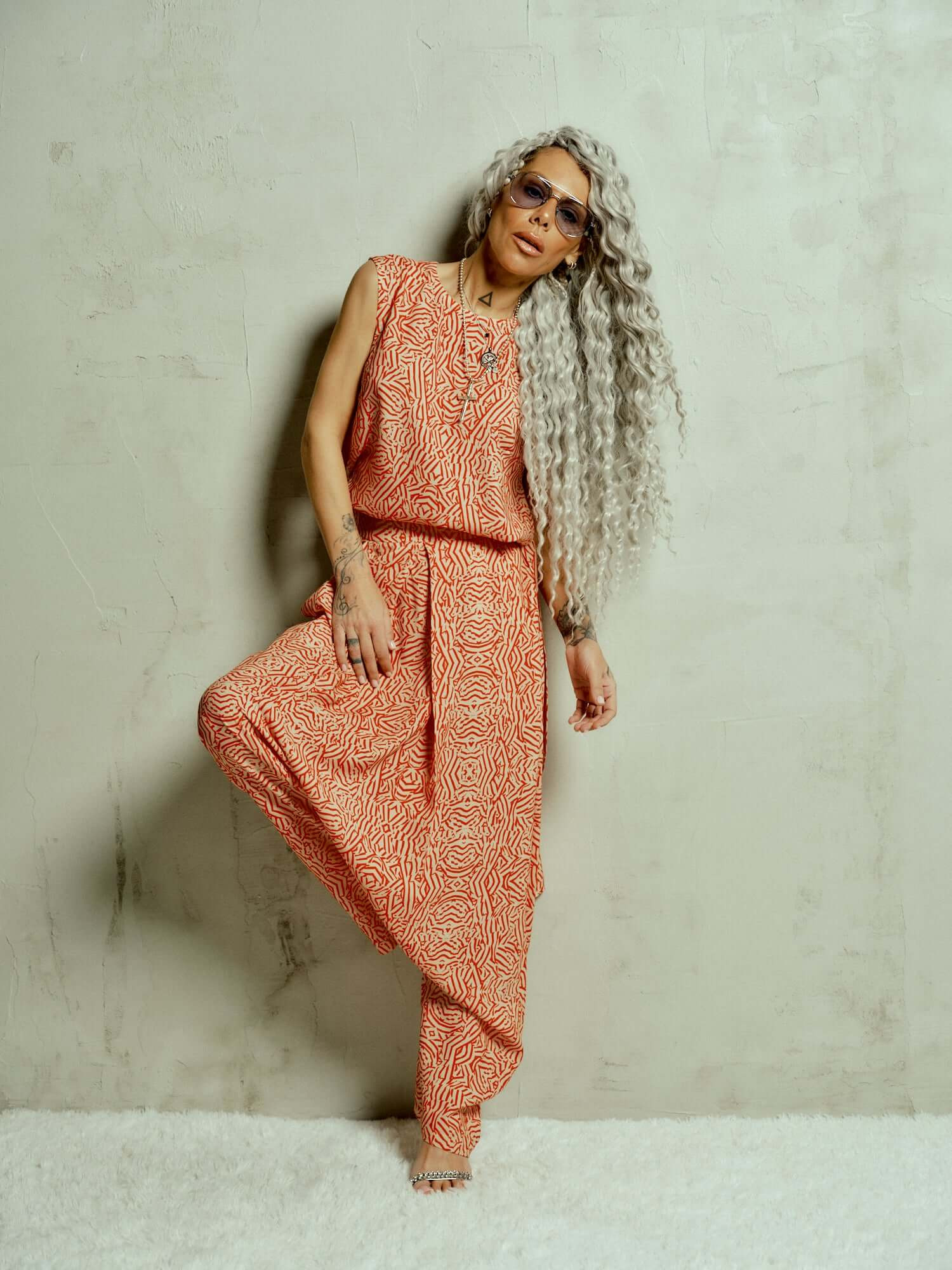 Orange Abstract Print 2-Piece Co-Ord Set | Clothes by Locker Room