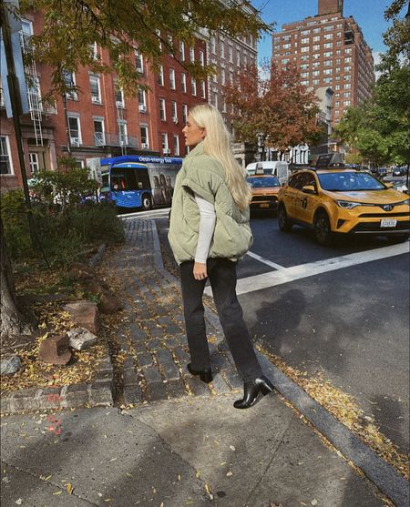 Todays NYC look! Small/Med in vest, small in sweater, size 4 in jeans, shoes tts! #kathleenpost