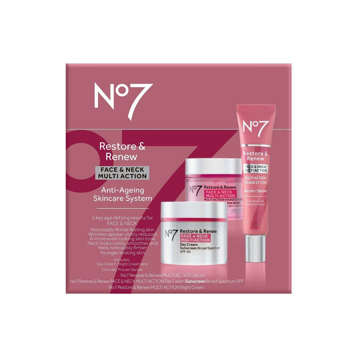 No7 Restore & Renew Multi Action Face & Neck Skincare System - 3ct | Target
