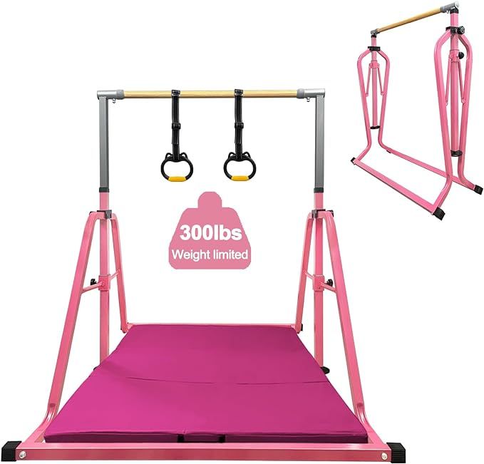 Foldable & Movable Gymnastics Kip Bar,Horizontal Bar for Kids Girls Junior,No Wobble Gym Equipmen... | Amazon (US)