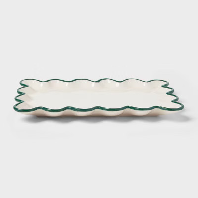 Ceramic Scalloped Soap Tray Ivory/Green - Threshold™ | Target