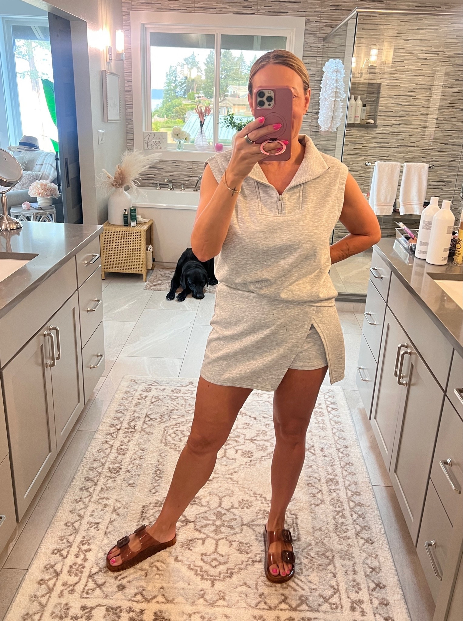 Amazon two-piece set
Perfect fit for chasing the grandbabies 
Grammy day ￼￼