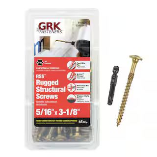 GRK Fasteners 5/16 in. x 3-1/8 in. Star Drive Washer Head Rugged Structural Wood Screw (45-Pack) ... | The Home Depot