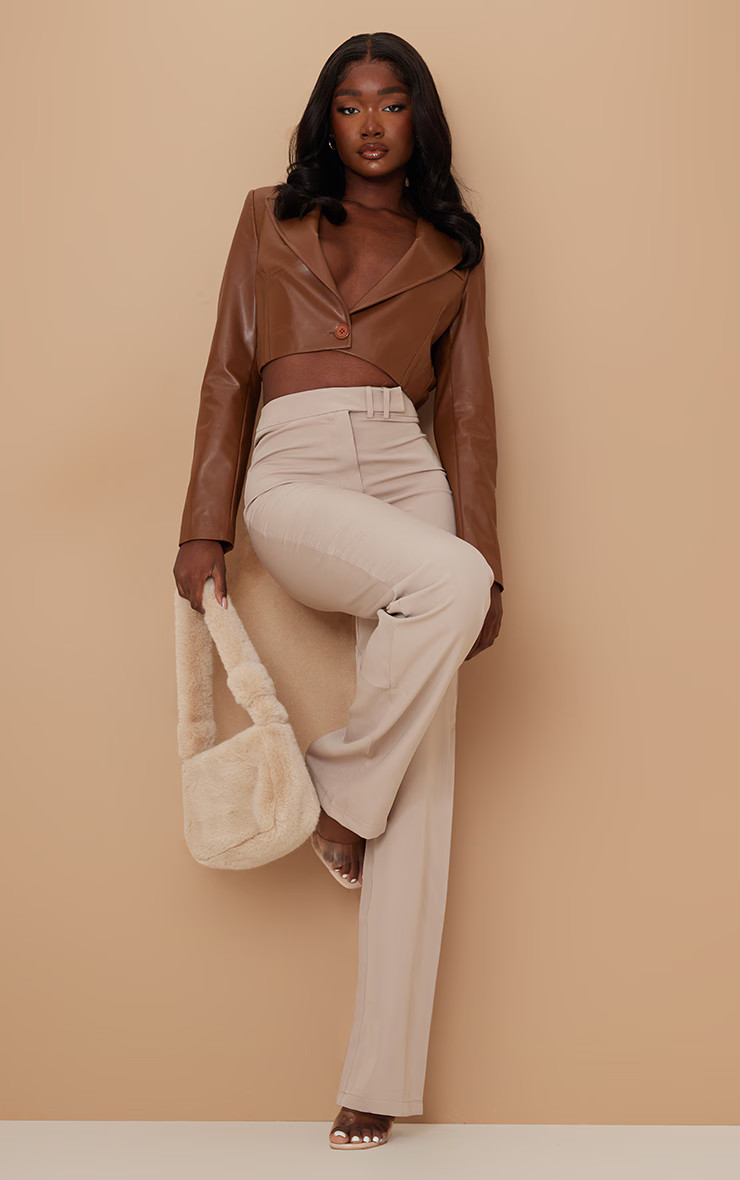 Tall Stone Woven Wide Leg Pants | PrettyLittleThing US