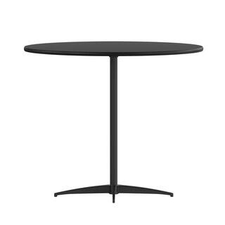 Carnegy Avenue 36 in. Round Black Wood with Metal Frame (Seats 4) CGA-XF-526764-BL-HD - The Home ... | The Home Depot