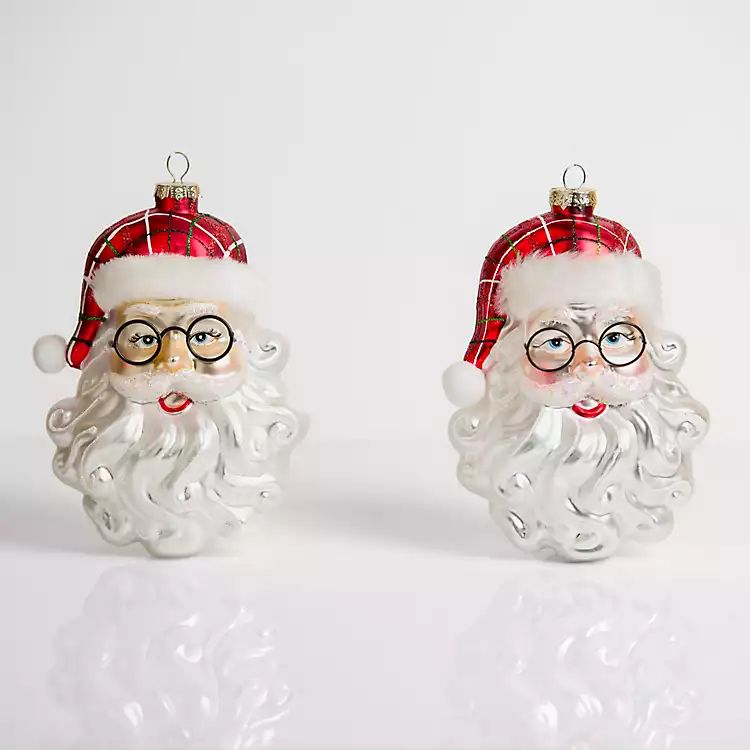 Jolly Santa Face Ornaments, Set of 2 | Kirkland's Home