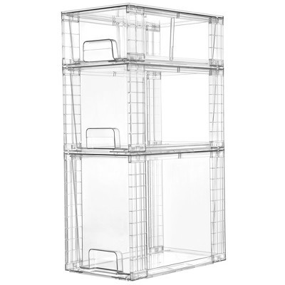 Aoibox Clear Stackable Storage Drawers Set of 3 with Handles Plastic Organizers for Kitchen Bathroom Cabinet Pantry | Target