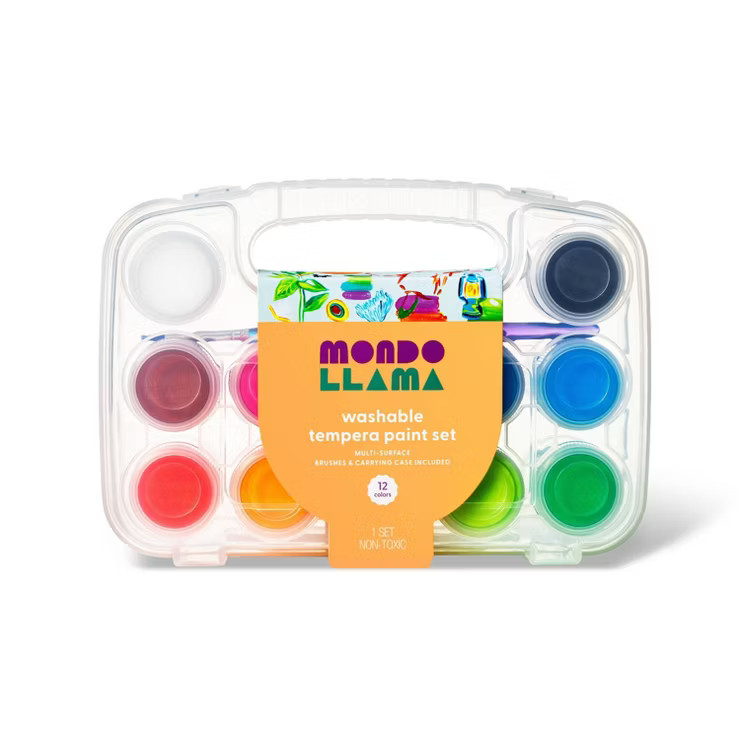 15pc Washable Tempera Paint Set in Plastic Tote - Mondo Llama™ | Target
