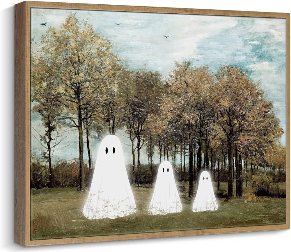 Pinetree Art Framed Canvas Wall Art for Living Room Easter Gifts - Retro Ghosts at Poplar Paintin... | Amazon (US)