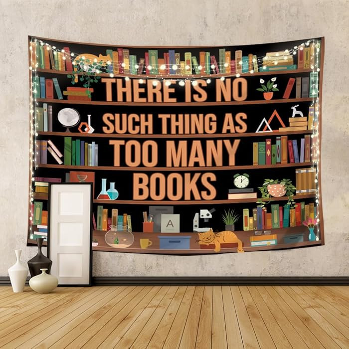 Riyidecor Classroom Reading Tapestry 59Wx51H Inch Bookshelf Book Library Vintage Educational Book... | Amazon (US)