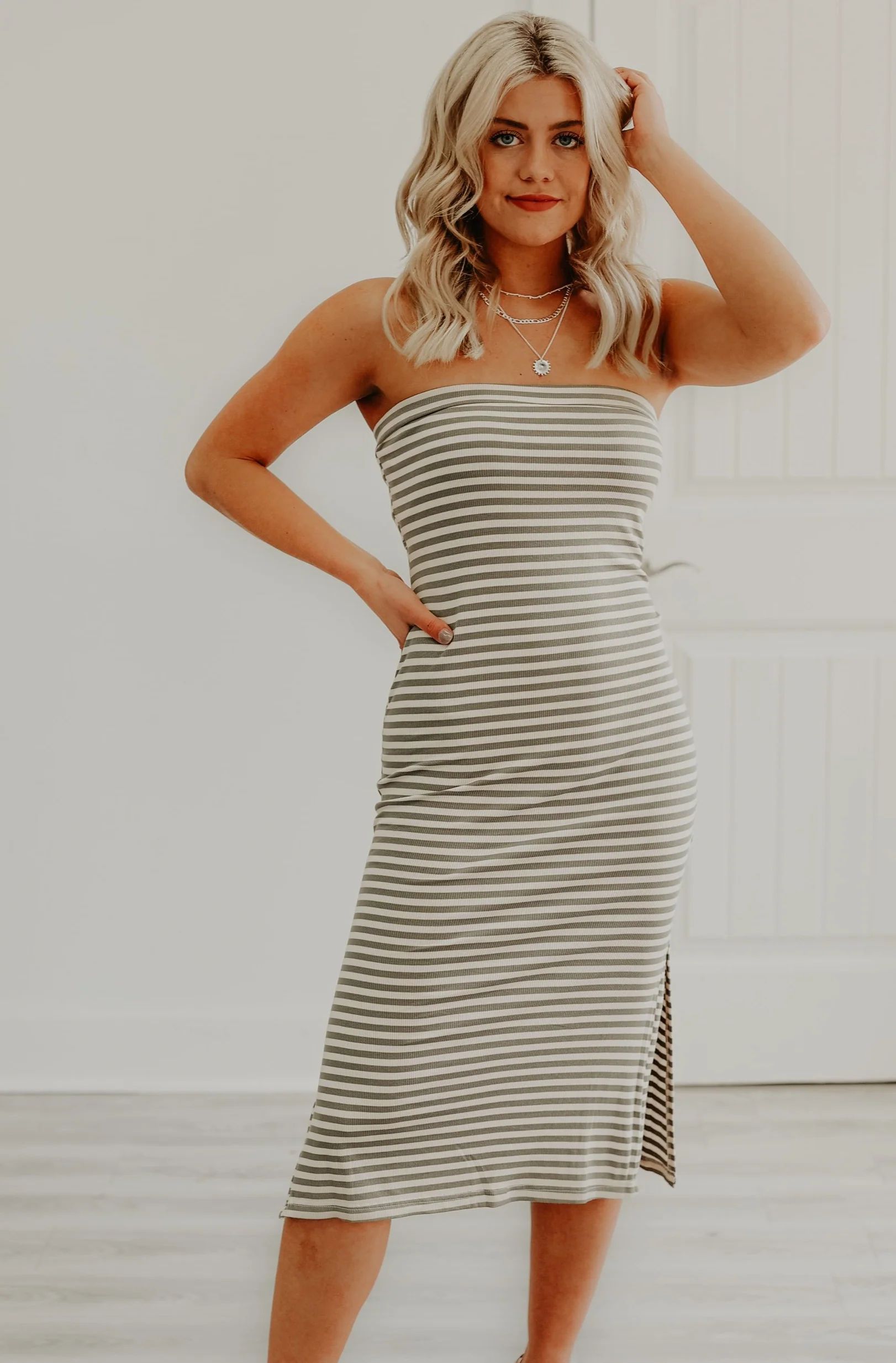 Playing Favorites Midi Dress - Olive | UOI Boutique