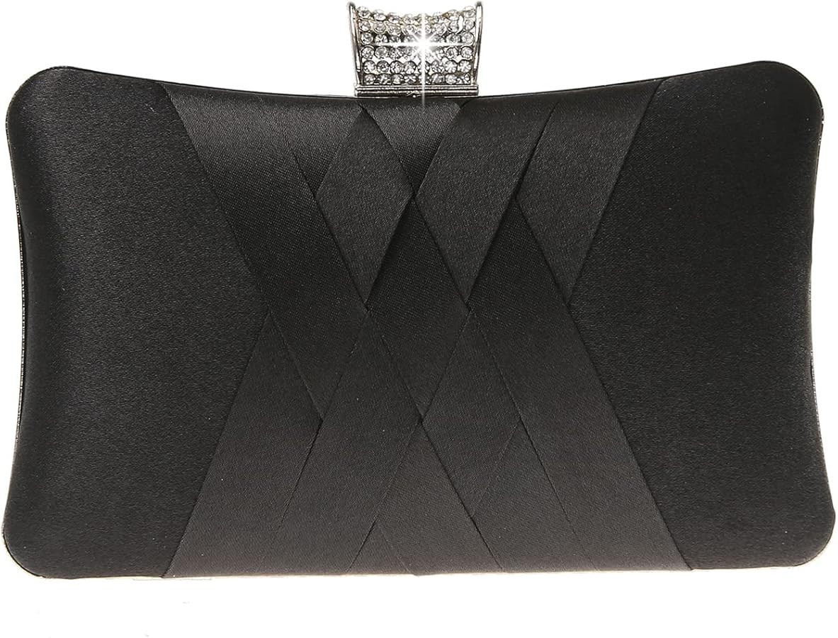 Fashion Womens Jane Satin Diamante Clutch Rhinestone Evening Bridal Prom Party Handbag Crossbody ... | Amazon (US)