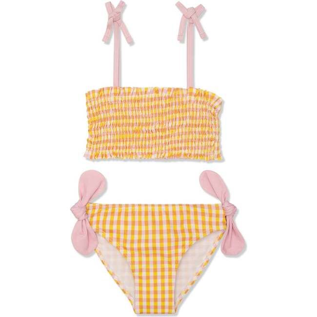 Recycled Polyester Gingham Girl Bikini, Yellow | Maisonette