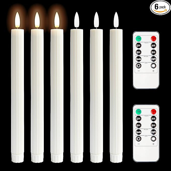 Flameless Taper Candles Battery Operated Flickering with Remote Timer, 10.24 inch Ivory Led Candl... | Amazon (US)