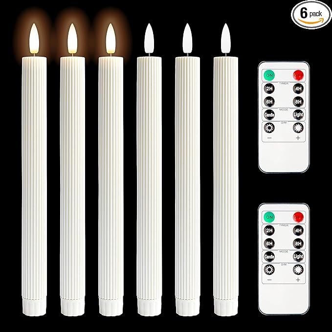 Flameless Taper Candles Battery Operated Flickering with Remote Timer, 10.24 inch Ivory Led Candl... | Amazon (US)