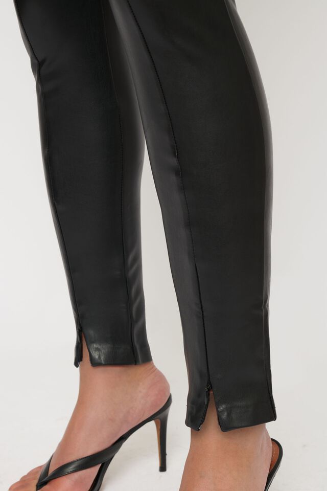 Naomi Front Slit Faux Leather Legging | Dynamite Clothing