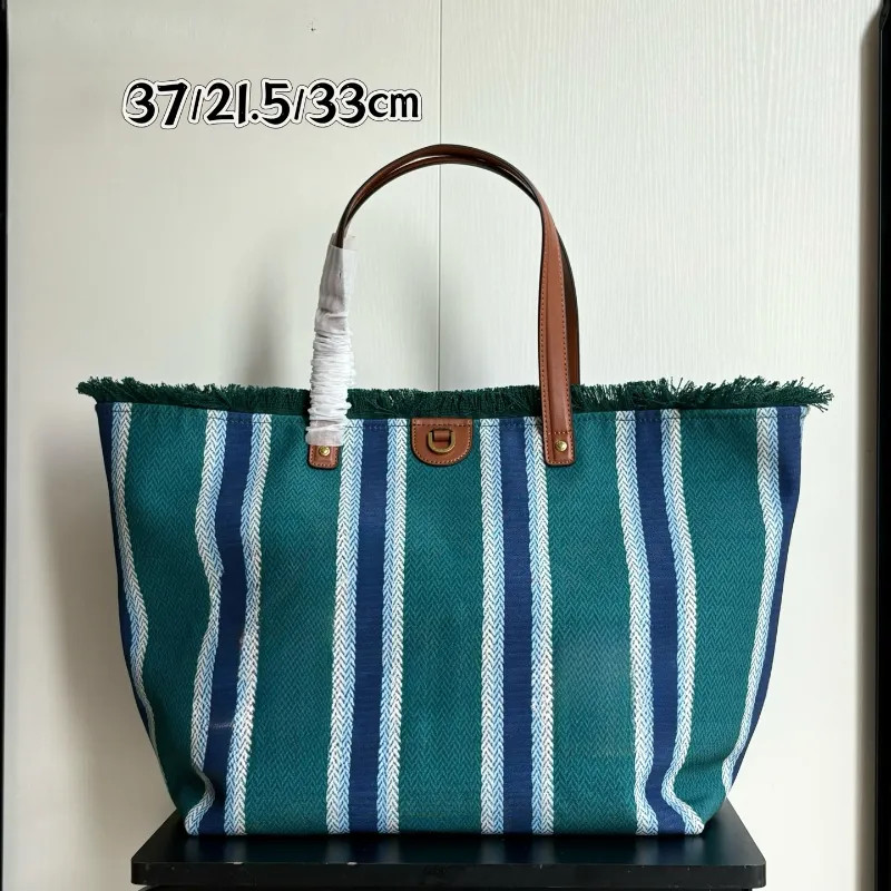 Save Big on Bulk Stripe Canvas Tote Beach Bags Fashion Canvas Bags 818771 Stripes Letters Embroid... | DHGate