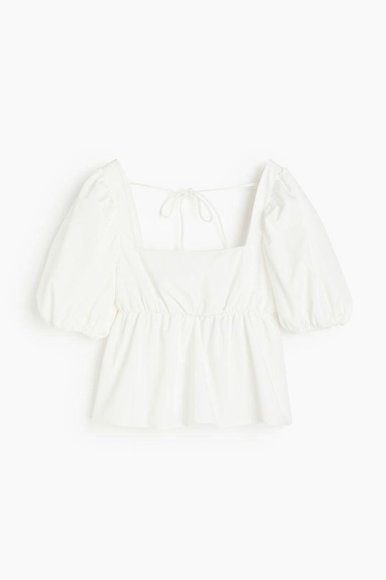 Tie-detail Puff-sleeved Blouse | H&M (US + CA)