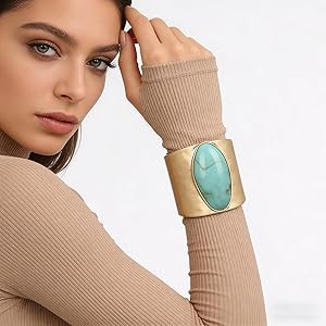 Gold Cuff Bracelet for Women Silver Beaded Bracelets Open Bangle Stackable Stretch Bead Bracelet ... | Amazon (US)