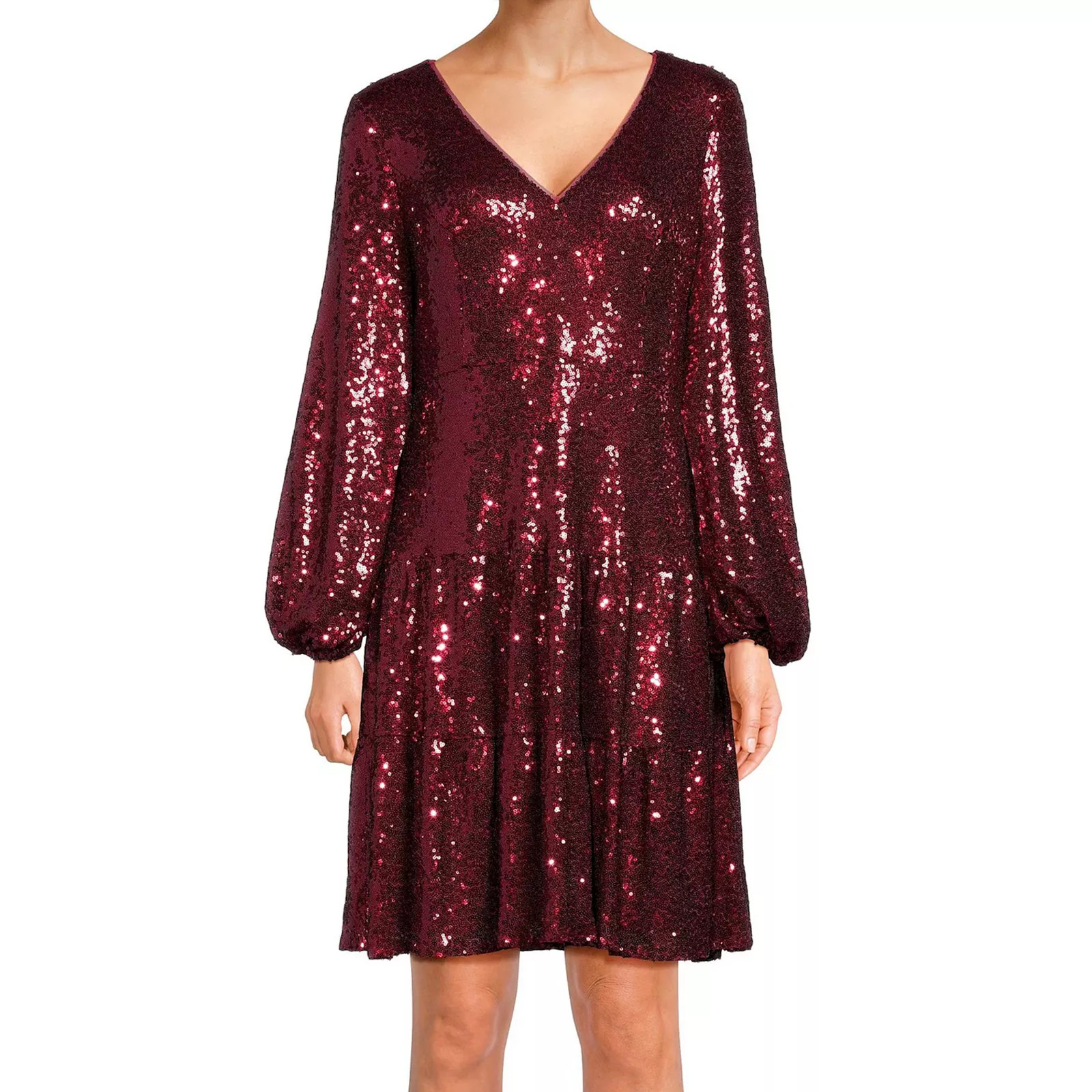 Women's Focus By Shani Fit & Flare V-Neck Sequin Dress | Kohl's