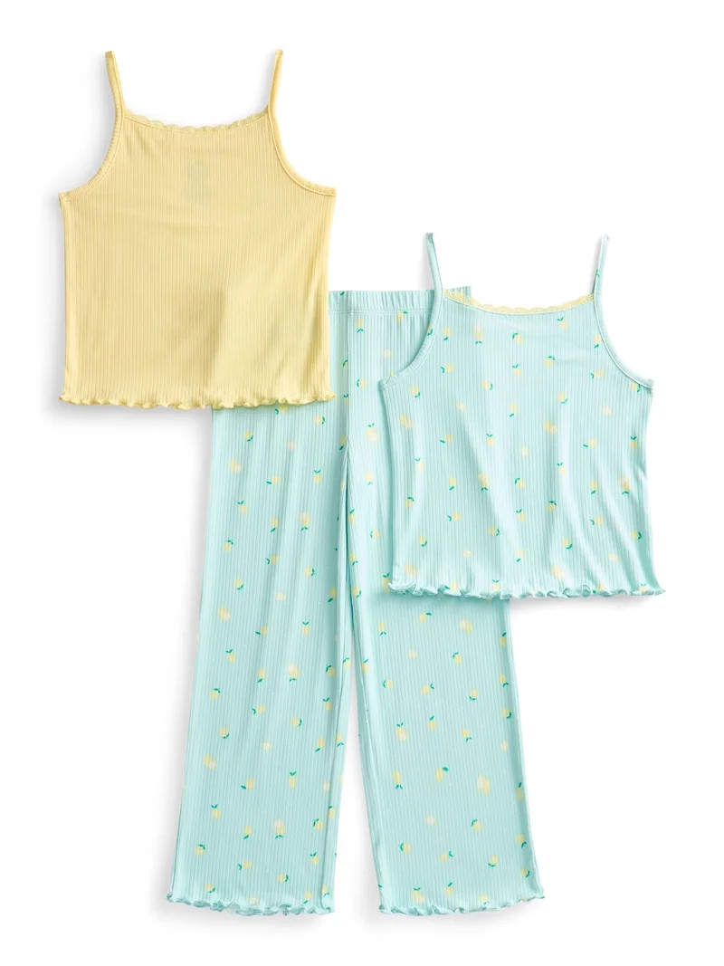 Wonder Nation Girls Tank Tops and Pants Sleep Set, 3-Piece, Sizes 4-18 | Walmart (US)