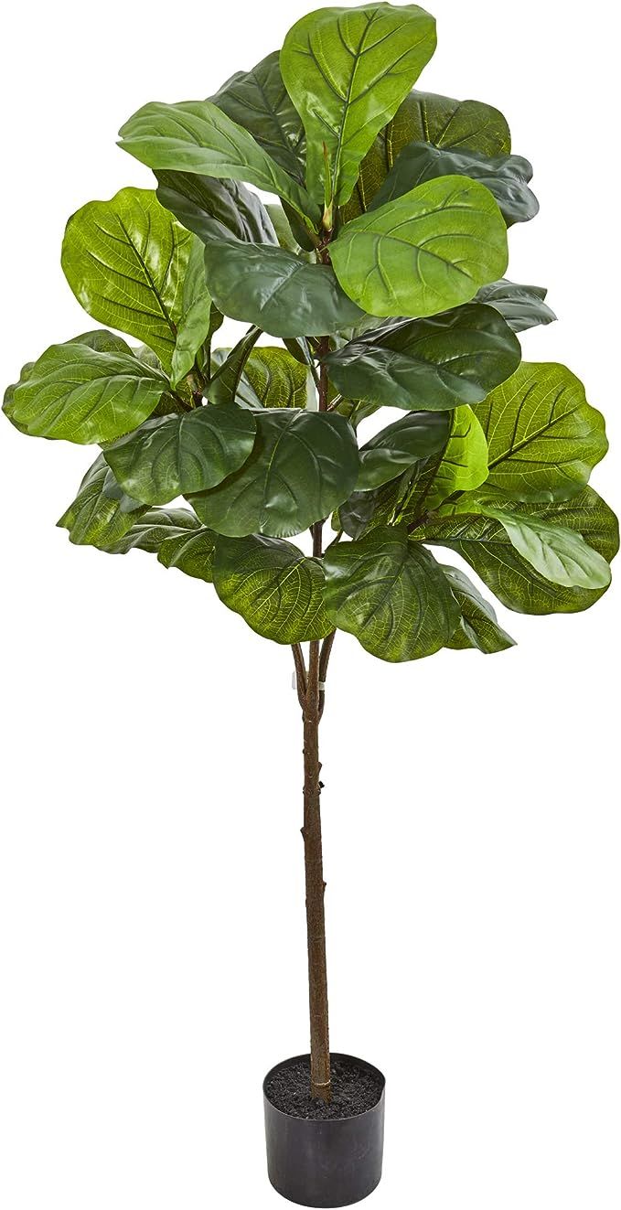 Nearly Natural 54” Fiddle Leaf Artificial (Real Touch) Silk Trees, Green | Amazon (US)