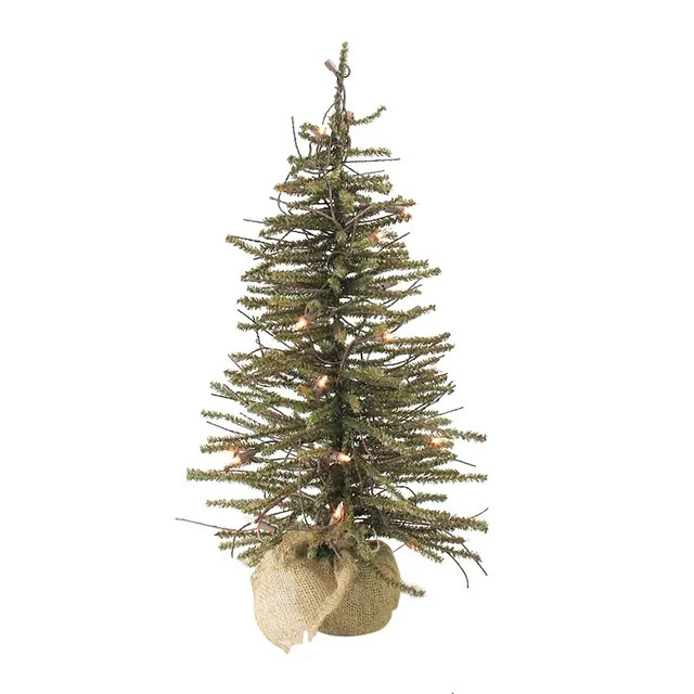 2' Pre-Lit Warsaw Twig Artificial Christmas Tree in Burlap Base - Clear Lights - Walmart.com | Walmart (US)