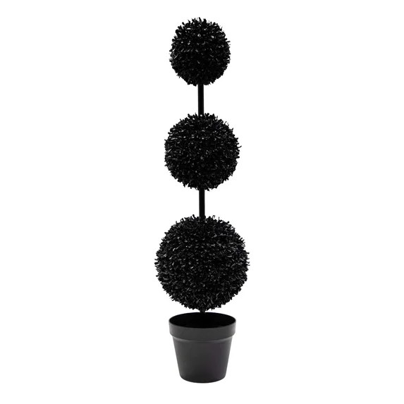 My Texas House Halloween 3-Ball Artificial Black Topiary, 3' | Walmart (US)
