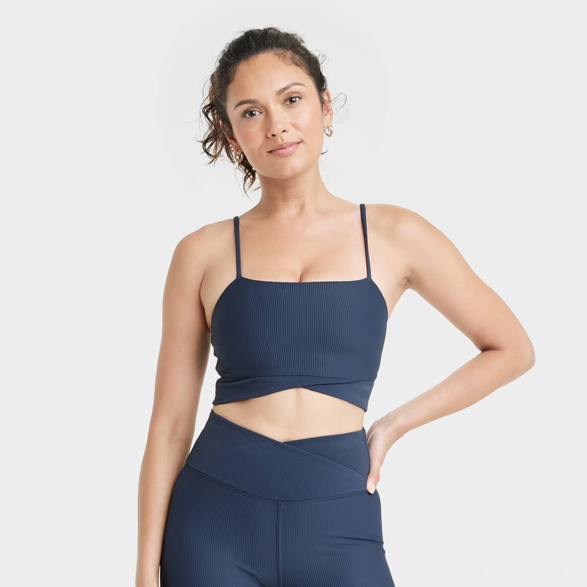 Women's Light Support Ottoman Ribbed Sports Bra - All In Motion™ Brown XS | Target