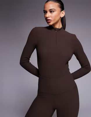 ASOS 4505 Ski thermal ribbed fleece back base layer body with sweat wicking in coffee | ASOS (Global)