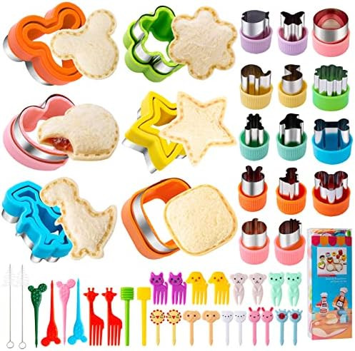Sandwich Cutter for Kids 48 Pcs, Mgee Cookie Cutters, Fruit Vegetable Cutter Shapes, Food Picks for  | Amazon (US)