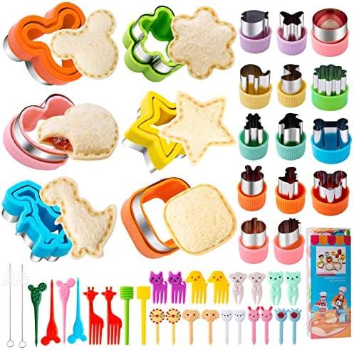 Sandwich Cutter for Kids 48 Pcs, Mgee Cookie Cutters, Fruit Vegetable Cutter Shapes, Food Picks for  | Amazon (US)