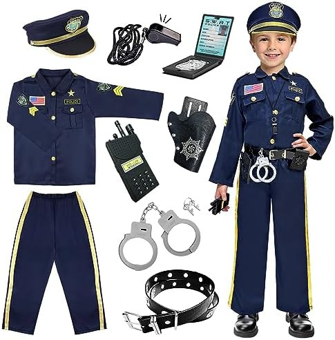 Police Officer Costume for Kids - Boys & Girls, Cop Uniform for Role Play, Gift, Halloween & Care... | Amazon (US)