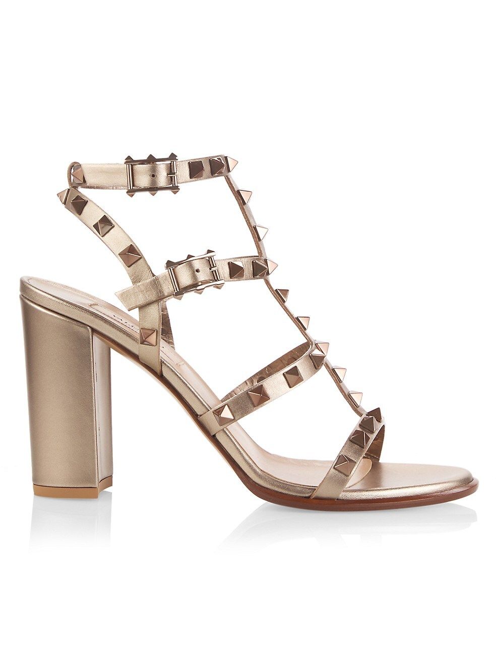 Valentino Garavani Rockstud 90 Metallic Leather Ankle-Strap Sandals | Saks Fifth Avenue