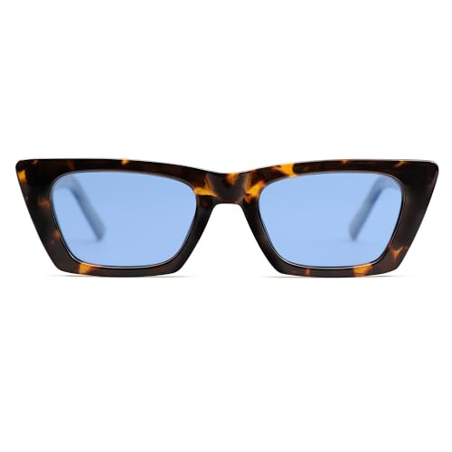 SOJOS Trendy Rectangle Cateye Polarized Sunglasses Womens Mens, Retro Small Narrow Flat Top Sunni... | Amazon (US)