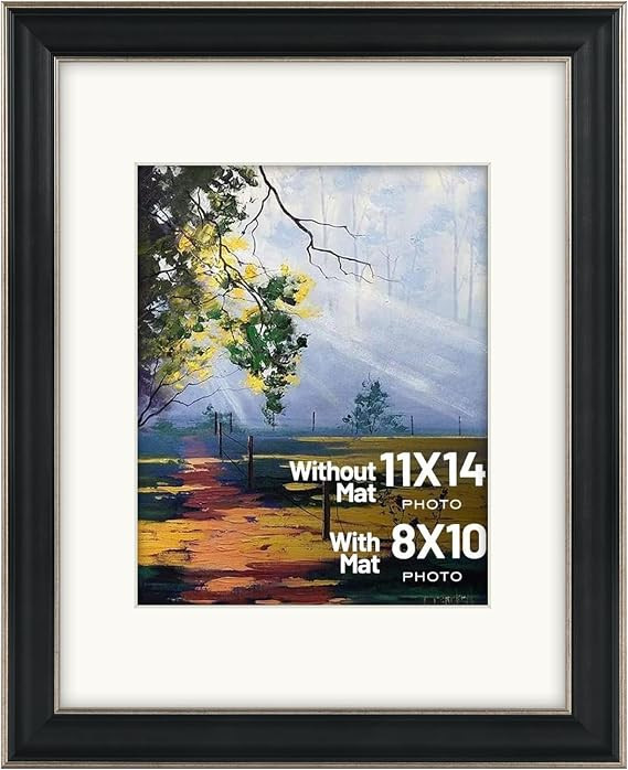 Golden State Art, 11x14 Photo Frame with Mat for Pictures 8x10 and Real Glass (Silver-Beige with ... | Amazon (US)