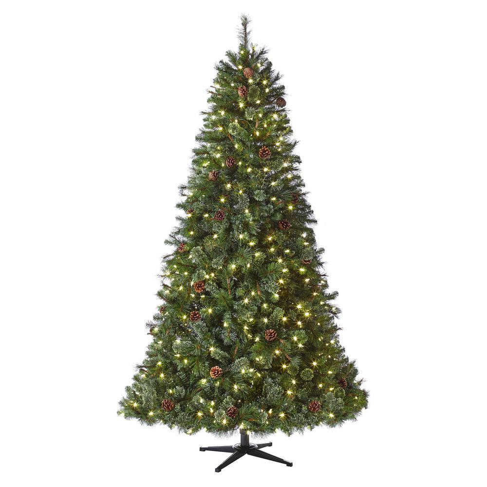 Alexander Pine 7.5 ft. Pre-Lit LED Pine Artificial Christmas Tree with 550 Warm White Lights | The Home Depot