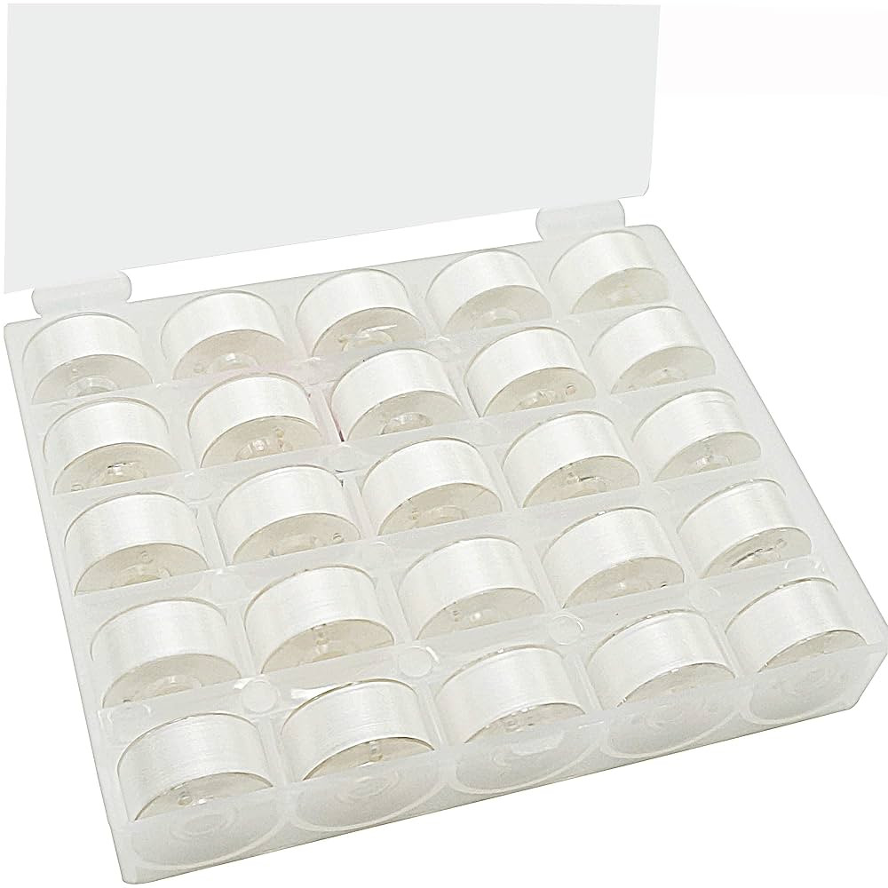 New brothread 25pcs White 70D/2 (60WT) Prewound Bobbin Thread Plastic Size A SA156 for Embroidery... | Amazon (US)