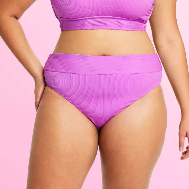 Women's High-Waist Ribbed Bikini Bottom - Stoney Clover Lane x Target Bright Purple | Target