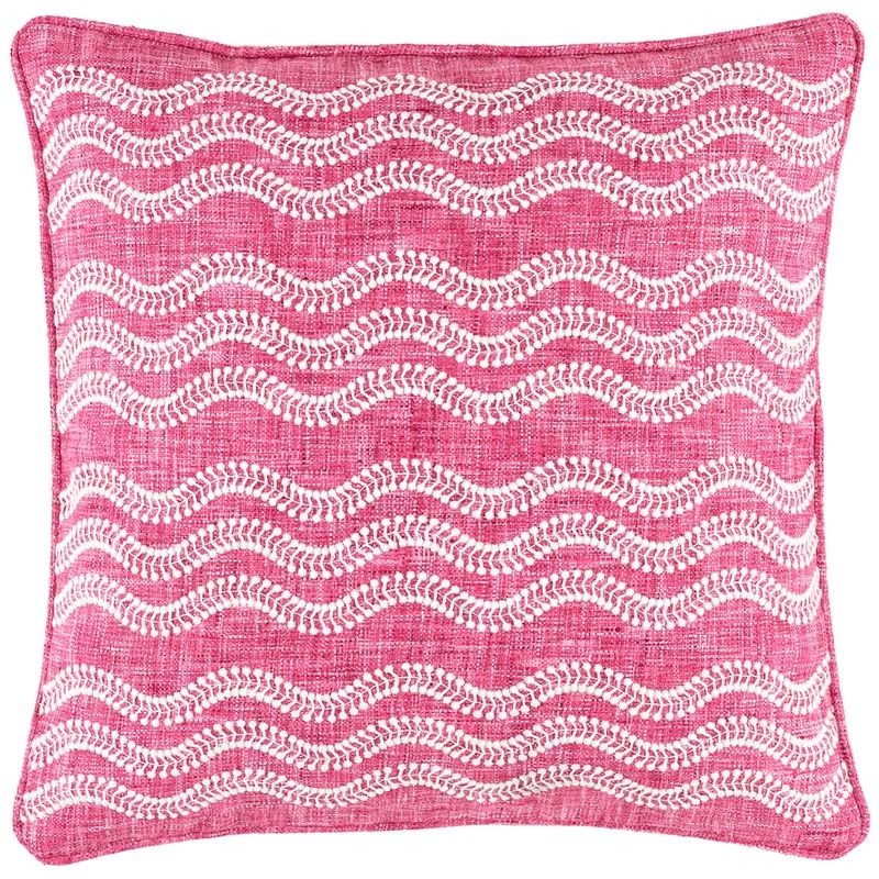Scout Embroidered Fuchsia Indoor/Outdoor Decorative Pillow | Annie Selke