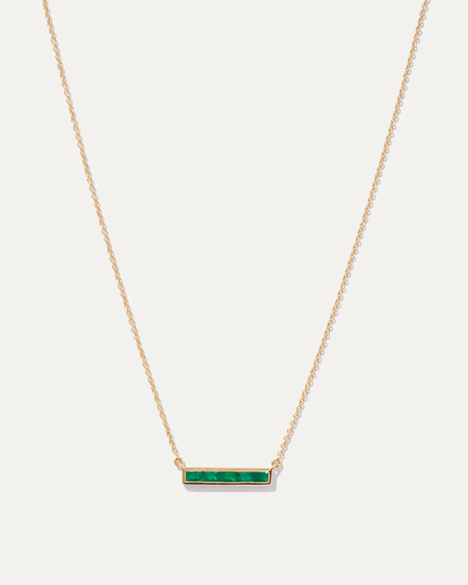 14K Gold East West Emerald Baguette Bar Necklace | Quince