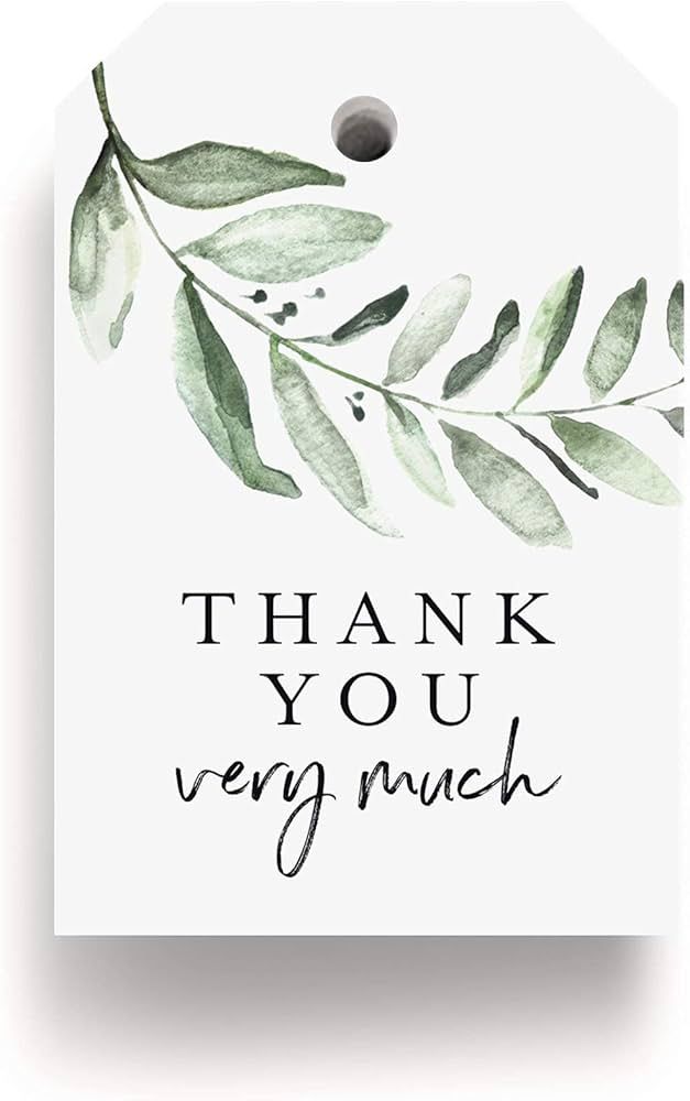 Bliss Collections Thank You Gift Tags, Rustic Greenery, Thank You Very Much Gift Tags for Wedding... | Amazon (US)