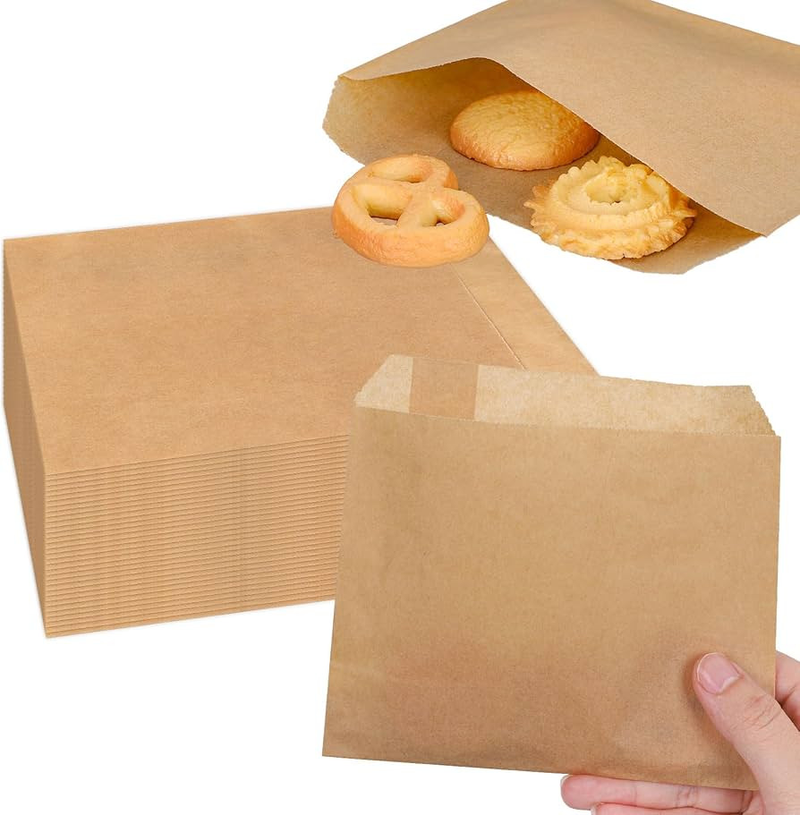 Whaline 200Pcs Wax Paper Bags 4.5x6 Inch Mini Flat Kraft Paper Treat Bags Brown Gourmet Bag Natur... | Amazon (US)