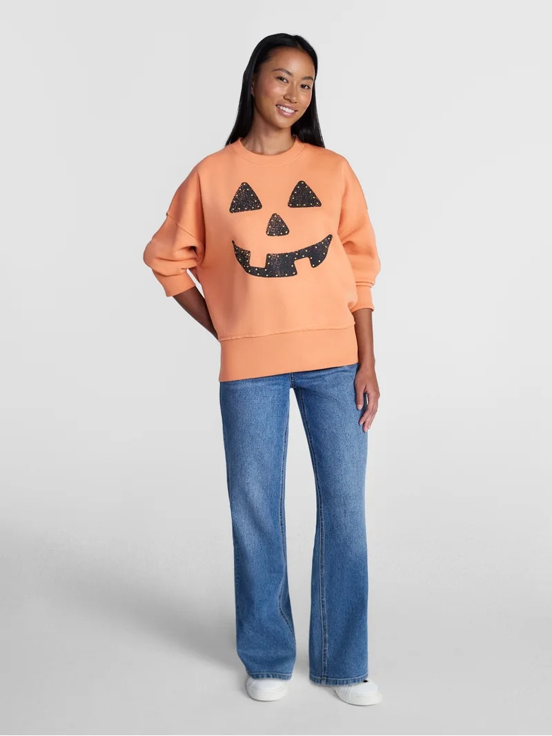 Women's Halloween Jack O Jewels Graphic Fleece from Way to Celebrate, Sizes S-4X | Walmart (US)