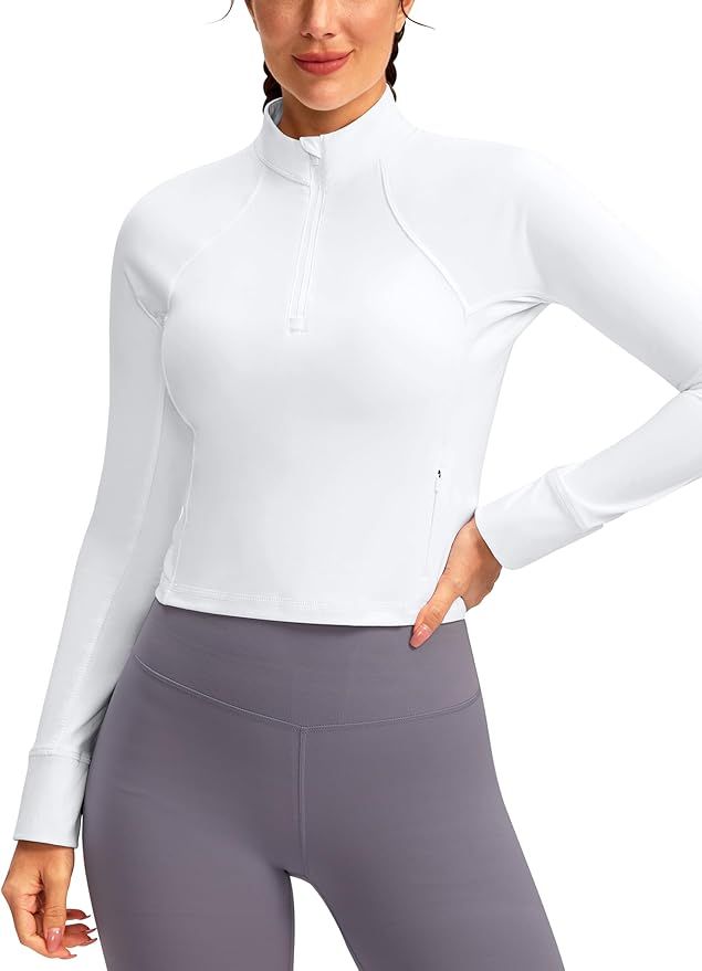 Soothfeel Women's Long Sleeve Workout Tops Half Zip Yoga Gym Shirts Cropped Athletic Running Jack... | Amazon (US)