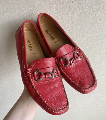 Vintage Prada Red Leather Loafers Size 36  | eBay | eBay US