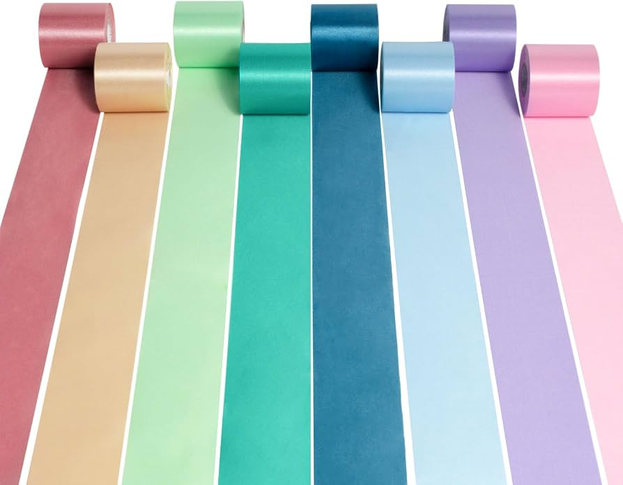 Morandi Rainbow Satin Ribbon 2 Inch Wide Colorful Ribbon 8 Rolls 87 Yds Assorted Bulk Ribbons Set... | Amazon (US)