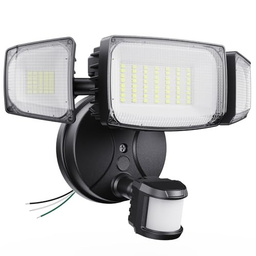 Olafus 80W Motion Sensor Outdoor Lights, 8000LM Hardwired Motion Flood Light Dusk to Dawn, IP65 Waterproof LED Security Floodlights, 6500K Motion Detector Lights for Outside, Black | Amazon (US)